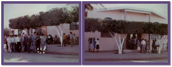 8 de Enero de 1984, frente del Templo el día de la inaguración, pastorado Hno. Juan Castro