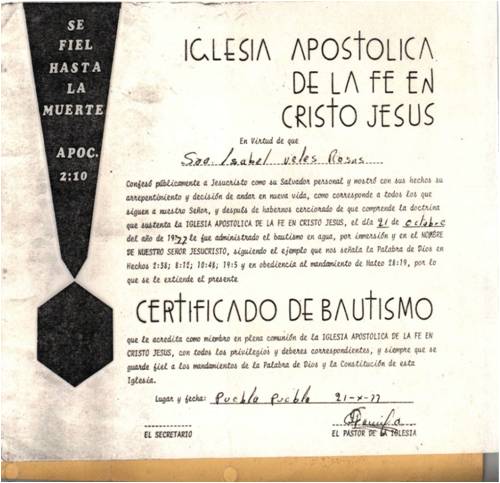 Archivo:21 octubre 1977 fue bautizada Isabel Vélez R., por Rev. Daniel Castellanos F..jpg